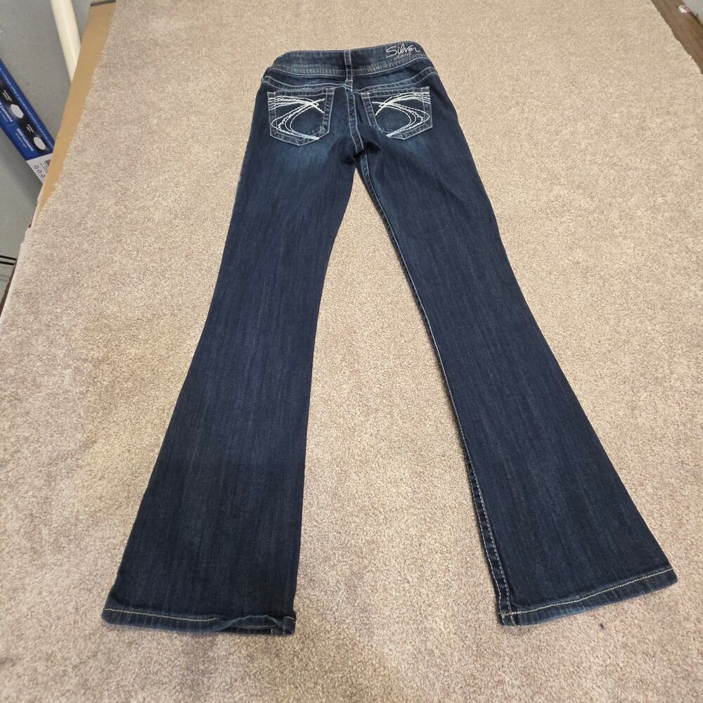 y2k 2000s indie sleaze Silver Jeans Bootcut sz 28x31 Low Rise Embroidered indigo